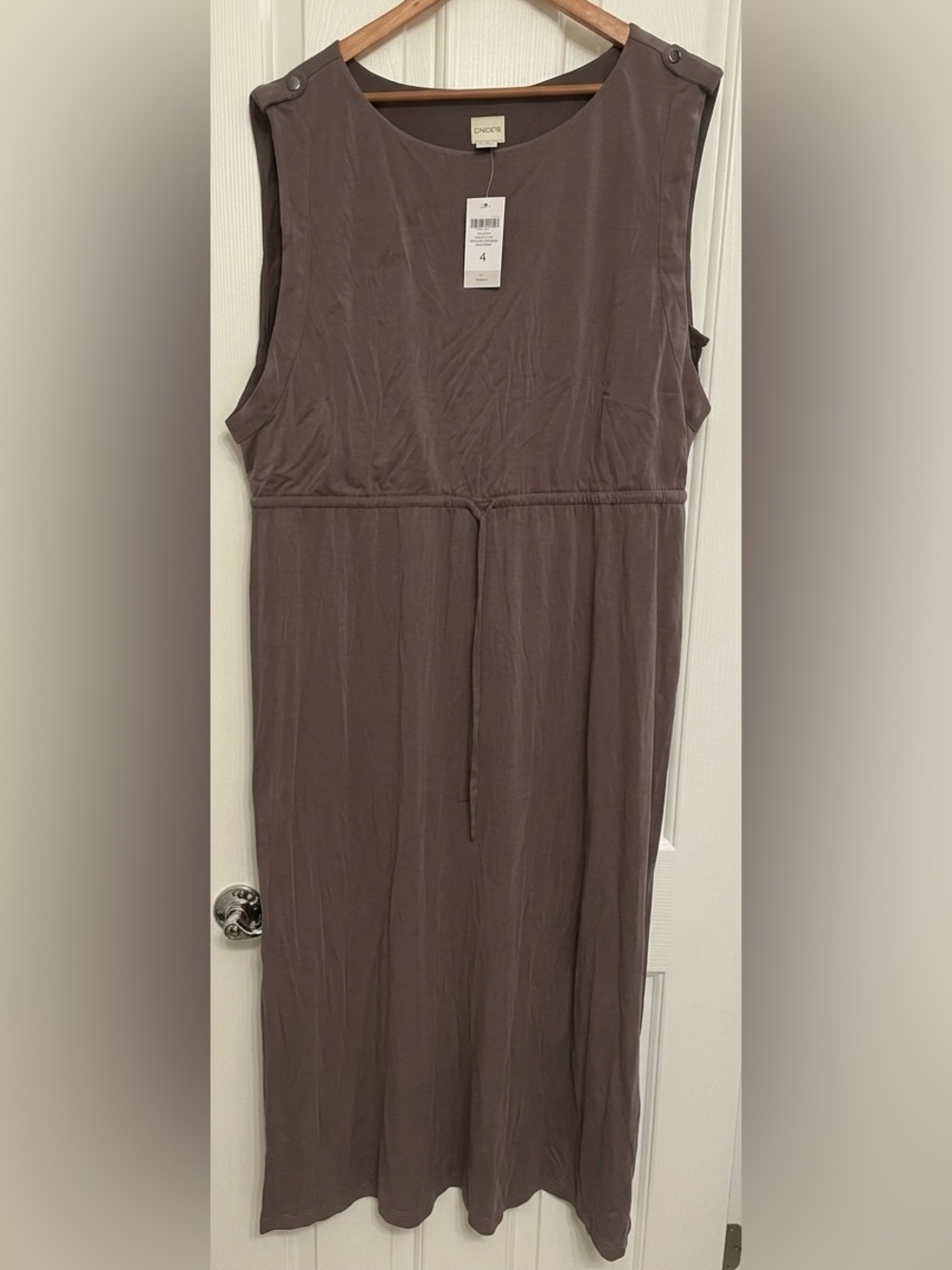 Chico's NWT Sleeveless Drawstring Maxi Dress - Brown - Size 4 (XL / 16)